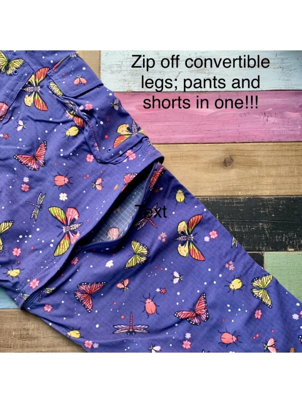 NWT Duluth Medium Heirloom Garden Convertible Bib Overalls Indigo Backyard Bugs - Picture 7 of 8